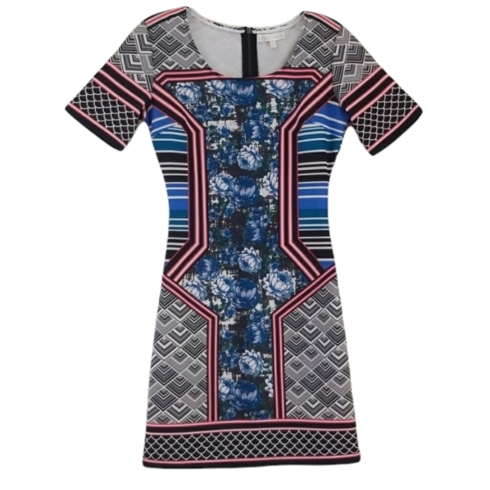 Jealous Tomato Chevron Floral Stripe Bodycon Dress